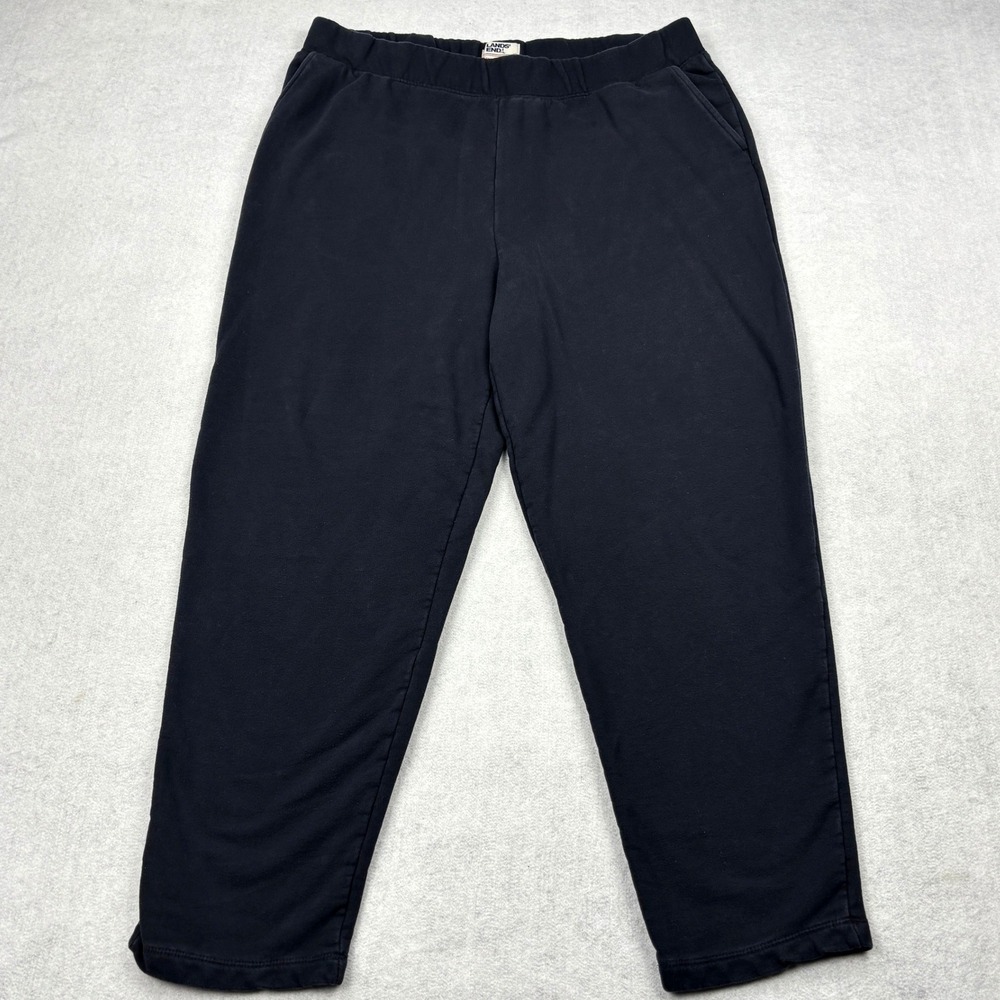 Lands End Serious Sweats Womens XLT 18 Black Ankle Pants Elastic Waist XL T Tall